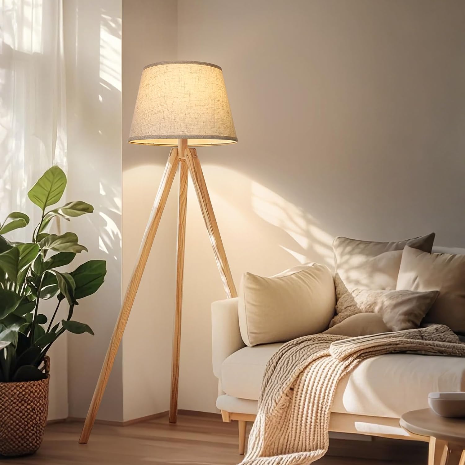 Large Drum Lamp Shades Set of 2, 12"Top x 16"Bottom x 11"High, Beige Lampshades for Table Lamps Floor Lamps, Natural Linen Replacement Lamp Shades, Spider, Harp Holders Included, Easy Assembly - Image 7