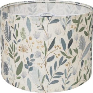 Drum Lamp Shade 13 x 13 x 10 inch, Sage Green Botanical Print Linen Lampshade Replacement for Table Lamps & Floor Lamps, E26 E27 Compatible Spider Fitter Lamp Shade for Bedroom Living Room