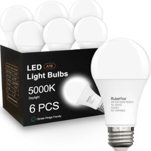 6 Packs A19 LED Light Bulbs,Daylight 5000K,100 Watt Equivalent