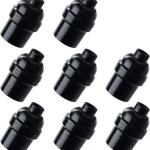 E26 E27 Light Socket,8-Pack Black Edison Retro Pendant lamp Holder, E26 E27 Plastic Standard Screw-in Socket Maximum Wattage 250W Heat Resistant Up to 200℃ Fire Resistant