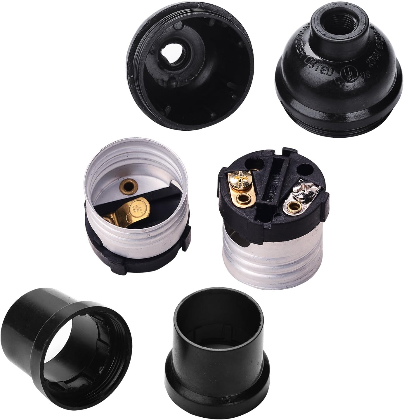 E26 E27 Light Socket,8-Pack Black Edison Retro Pendant lamp Holder, E26 E27 Plastic Standard Screw-in Socket Maximum Wattage 250W Heat Resistant Up to 200℃ Fire Resistant - Image 4